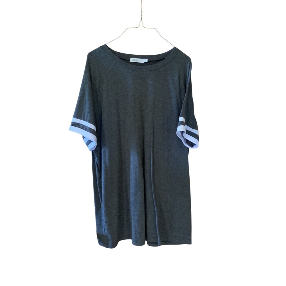 Adibosy XXL Gray Baseball Tee Shirt Oversized Top Relaxed Fit‎ Casual